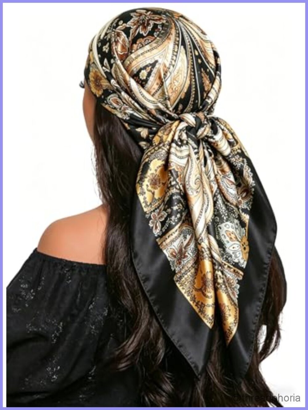 Satin Feel Floral Square Scarf 35x35 Lightweight Hair Wrap Bandana Shawl